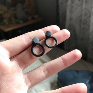 FOREVER 21 Alternative Black Hoop Earrings